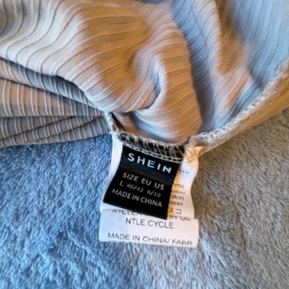 SHEIN Gray Ribbed Long Sleeve Button Bodysuit - Picture 3 of 3